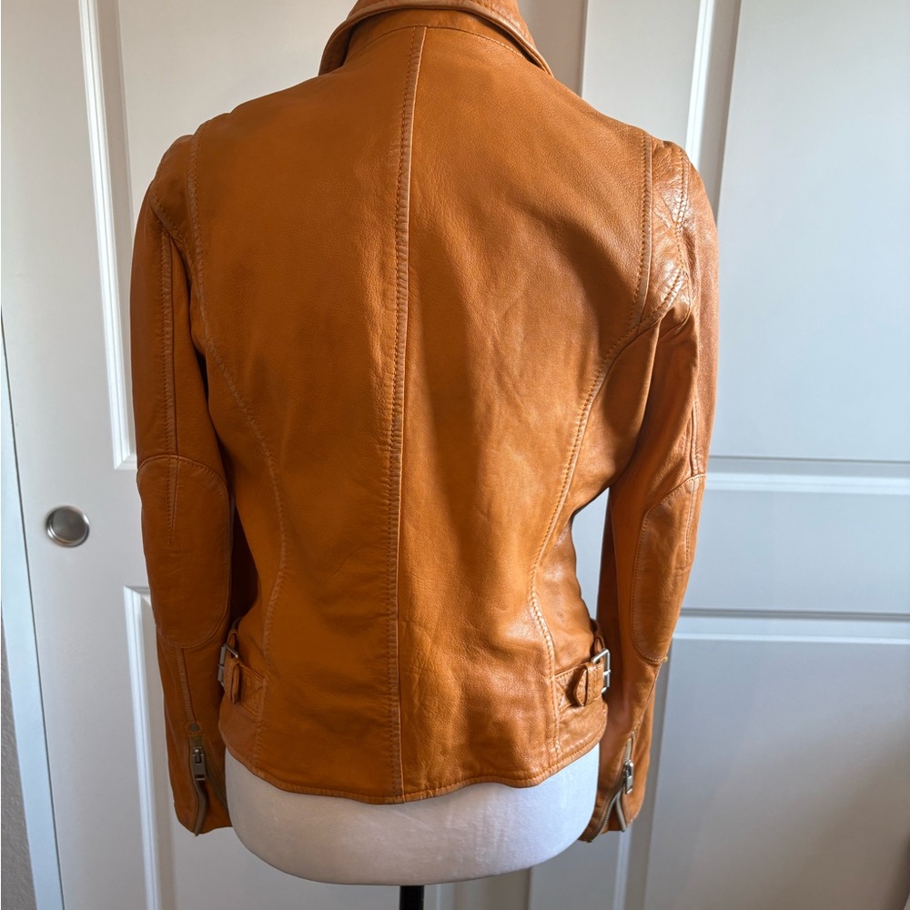 Mauritius Women's OrangeI Italian Leather Biker Jacket-Custom made! - Picture 9 of 9
